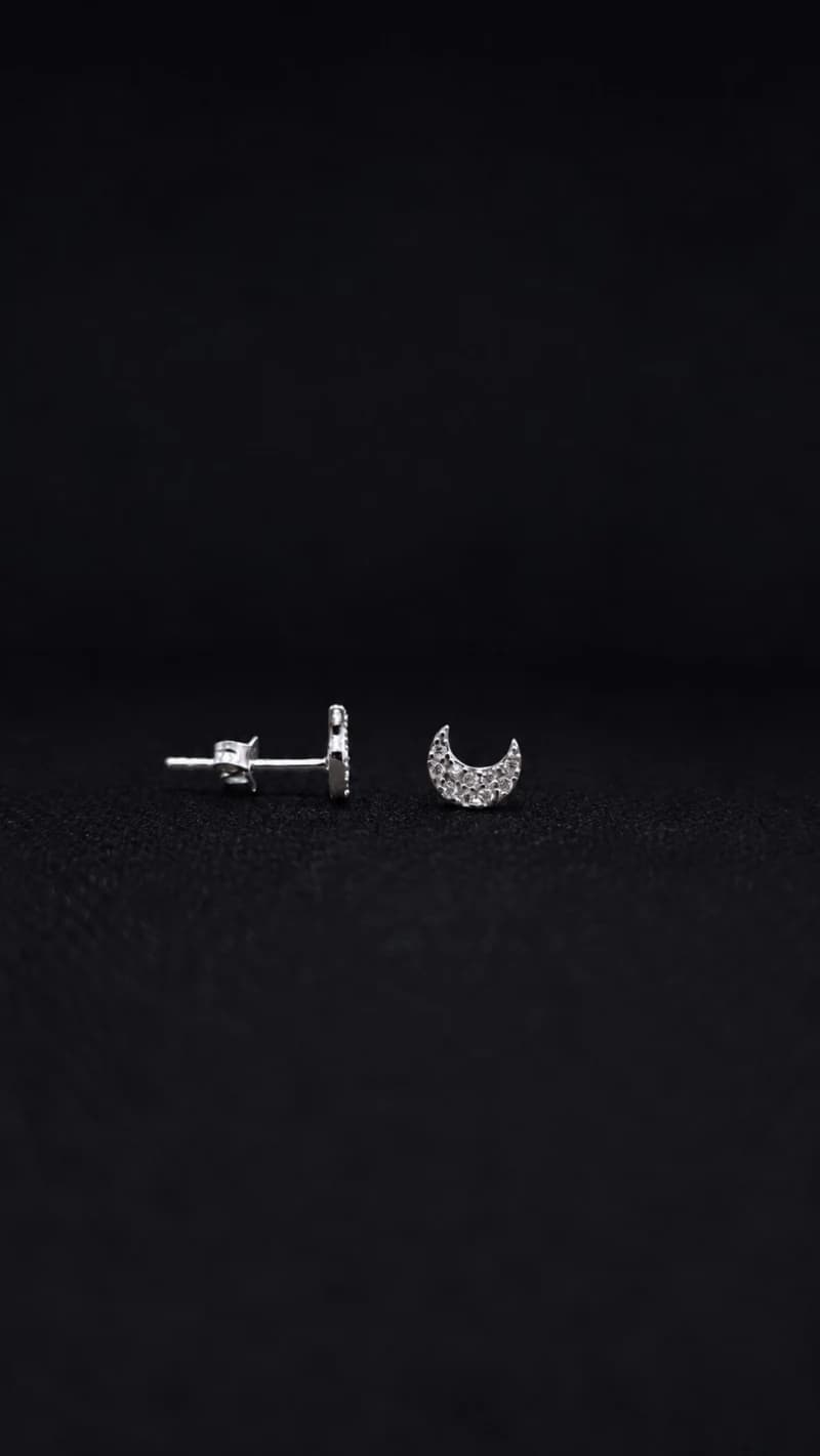 Luna Crescent Moon Stud Earrings — 1