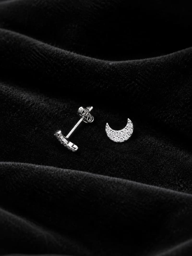 Selene Pavé Crescent Stud Earrings — 1