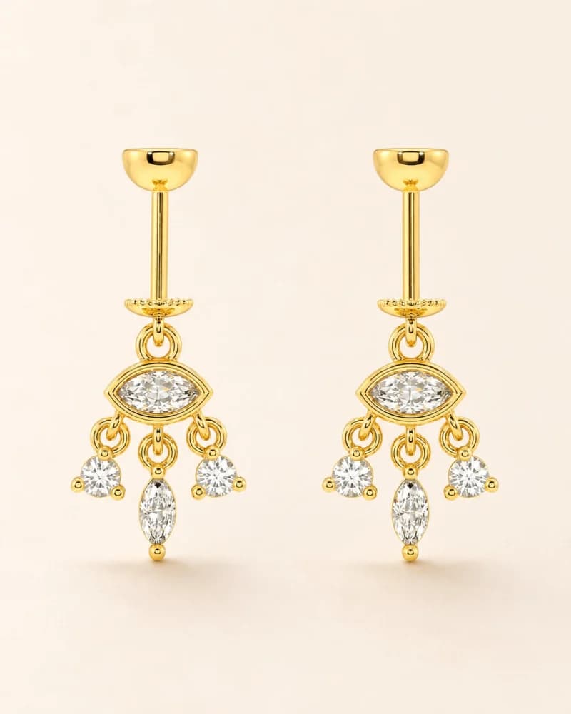 Celeste Gold Hanging Earrings — 2